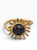 Anello Girasole "Sunshine" in Argento 925 Placcato Oro 18K con Zircone Nero