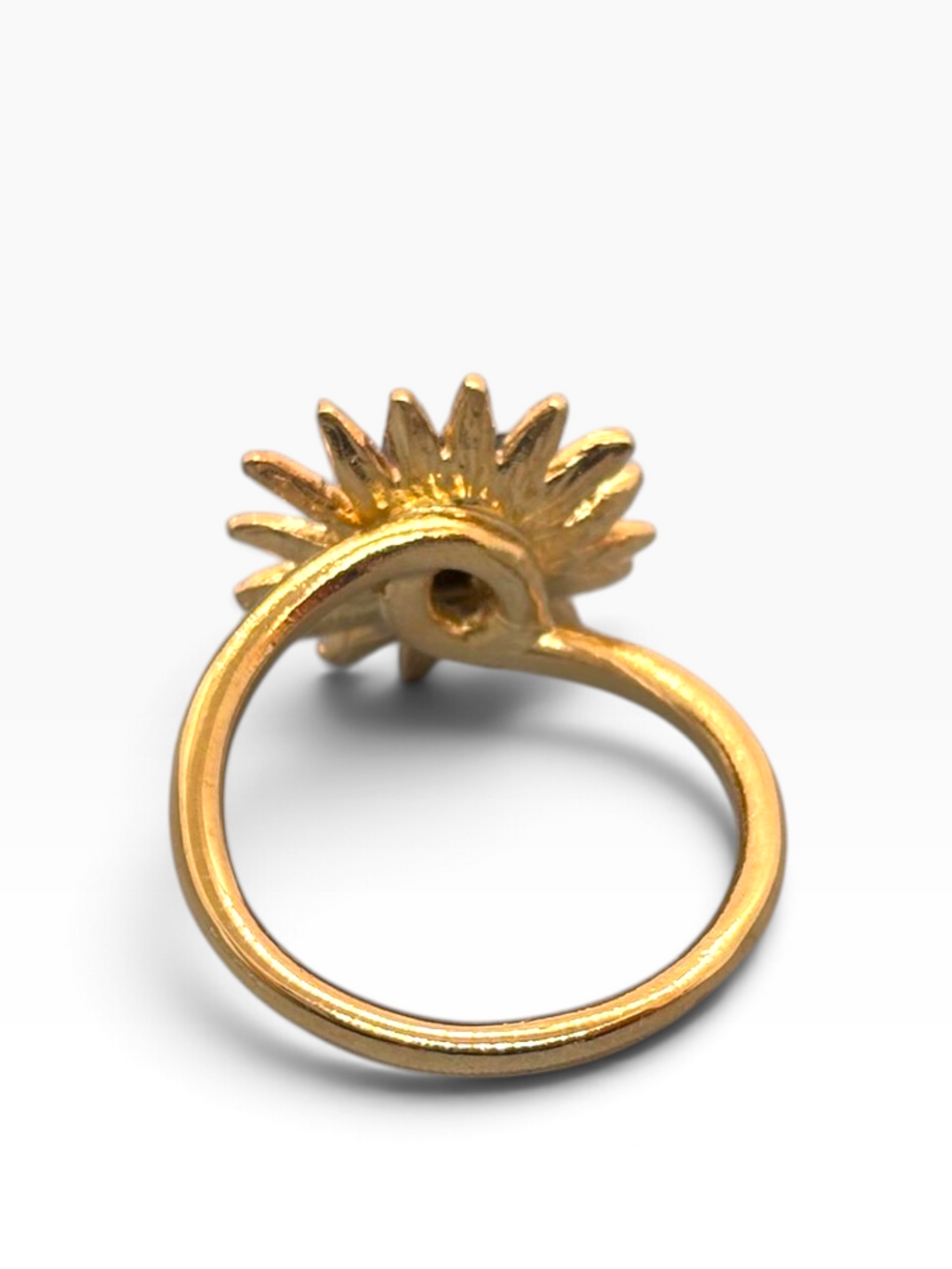Anello Girasole "Sunshine" in Argento 925 Placcato Oro 18K con Zircone Nero
