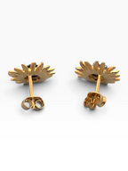 Orecchini Girasole "Sunshine" in Argento 925 Placcato Oro 18K con Zirconi Neri