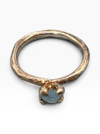 Anello Solitario "Stone" in Argento 925 con Acquamarina Naturale Grezza