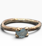 Anello Solitario "Stone" in Argento 925 con Acquamarina Naturale Grezza
