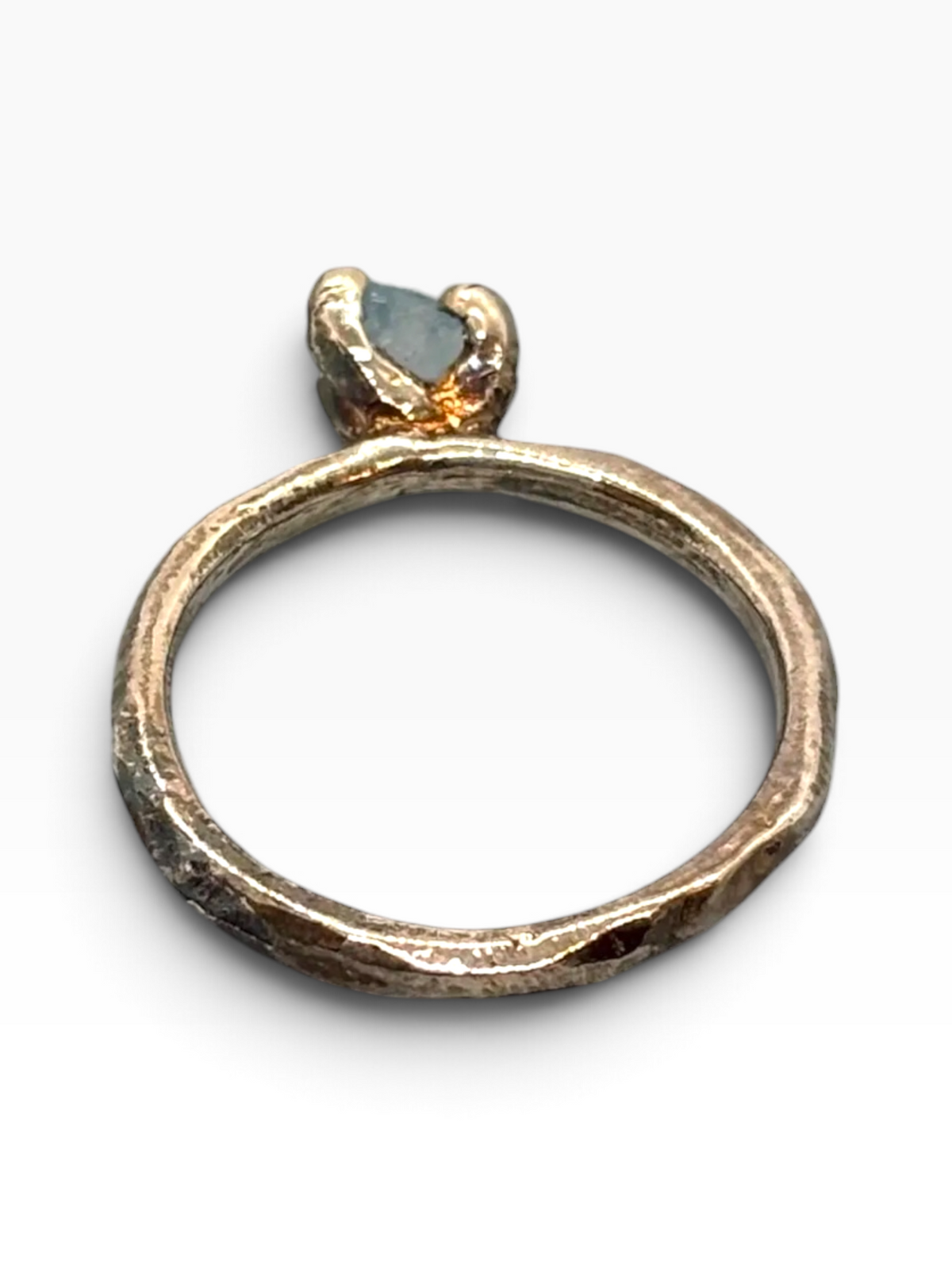 Anello Solitario "Stone" in Argento 925 con Acquamarina Naturale Grezza
