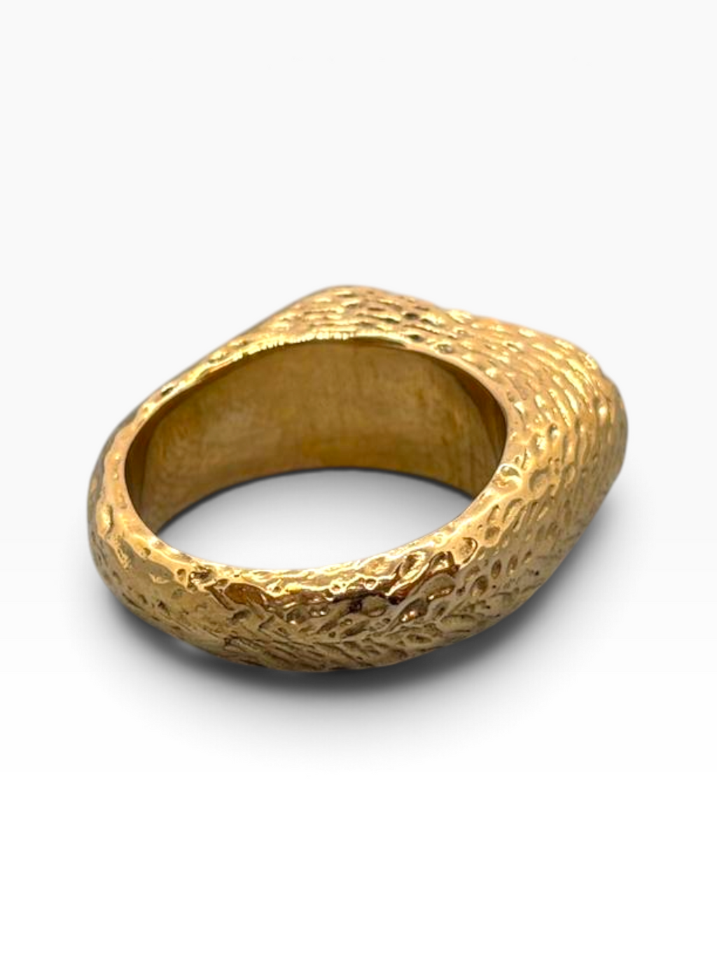 Anello Artigianale Magma in Bronzo e Argento 925 con Pietra Naturale