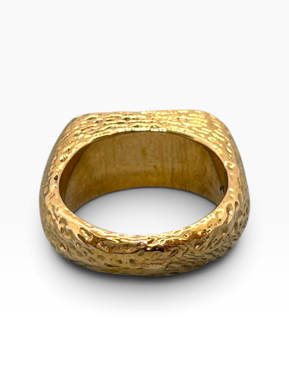 Anello Artigianale Magma in Bronzo e Argento 925 con Pietra Naturale