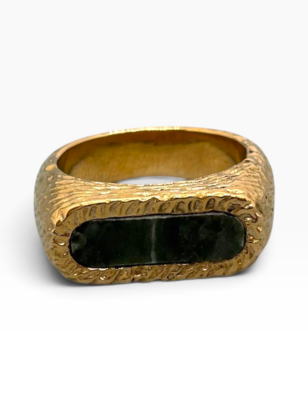 Anello Artigianale Magma in Bronzo e Argento 925 con Pietra Naturale