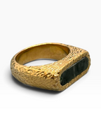 Anello Artigianale Magma in Bronzo e Argento 925 con Pietra Naturale