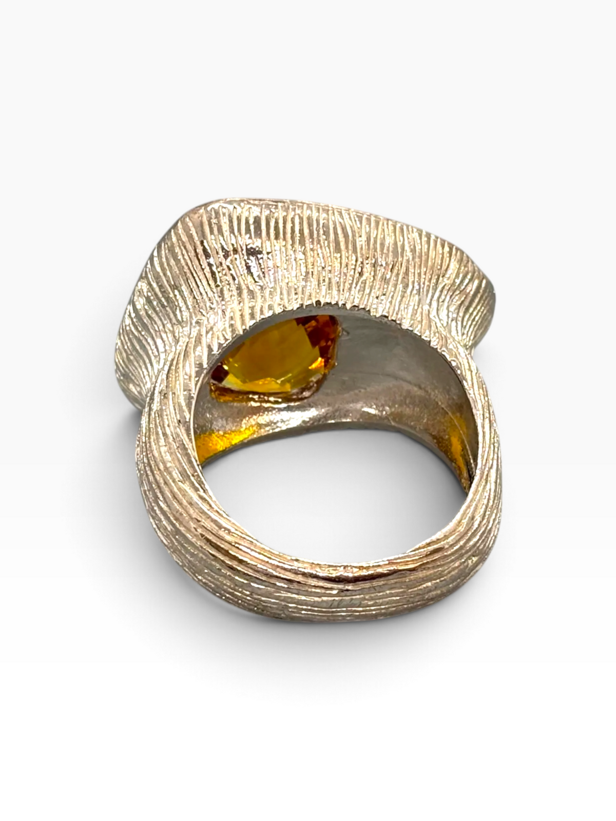 Anello Statement Scultoreo in Argento 925 con Citrino Naturale
