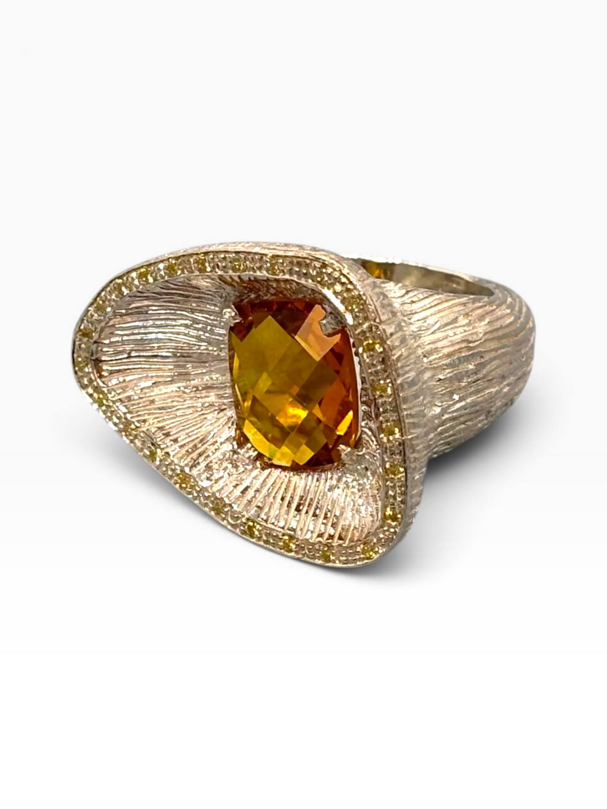 Anello Statement Scultoreo in Argento 925 con Citrino Naturale