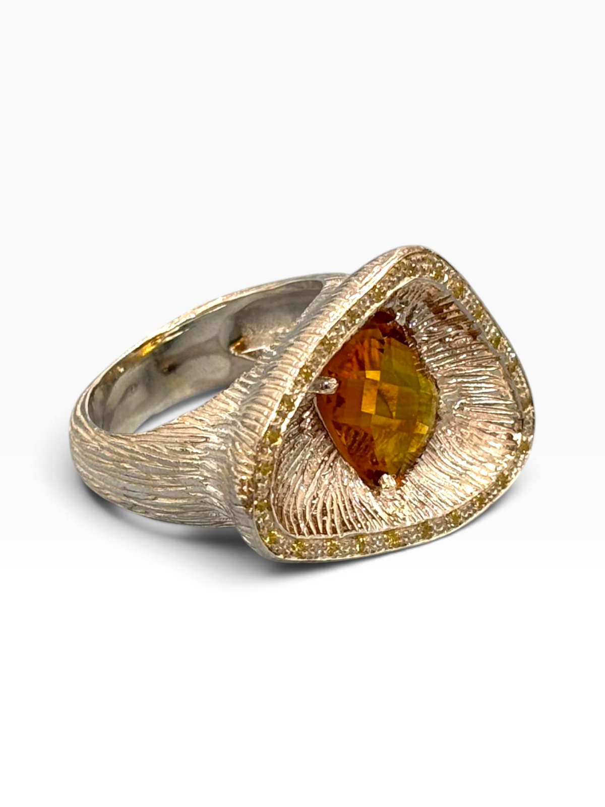 Anello Statement Scultoreo in Argento 925 con Citrino Naturale