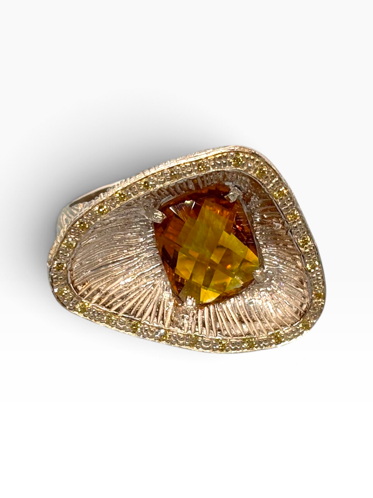 Anello Statement Scultoreo in Argento 925 con Citrino Naturale