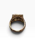 Anello Scultoreo "Notte Stellata" in Argento 925 Smalto a Mano e Zaffiri Gialli