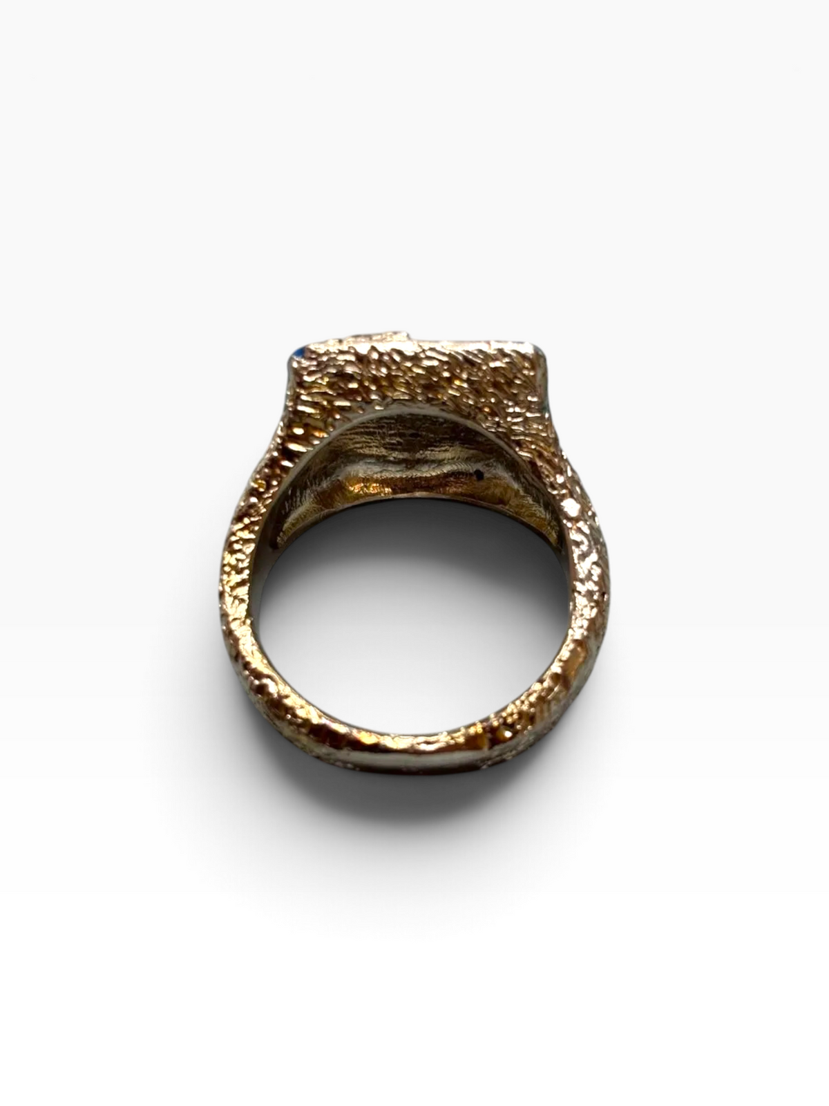 Anello Scultoreo "Notte Stellata" in Argento 925 Smalto a Mano e Zaffiri Gialli