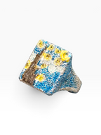 Anello Scultoreo "Notte Stellata" in Argento 925 Smalto a Mano e Zaffiri Gialli