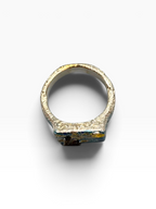 Anello Scultoreo "Notte Stellata" in Argento 925 Smalto a Mano e Zaffiri Gialli