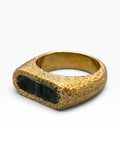 Anello Artigianale Magma in Bronzo e Argento 925 con Pietra Naturale