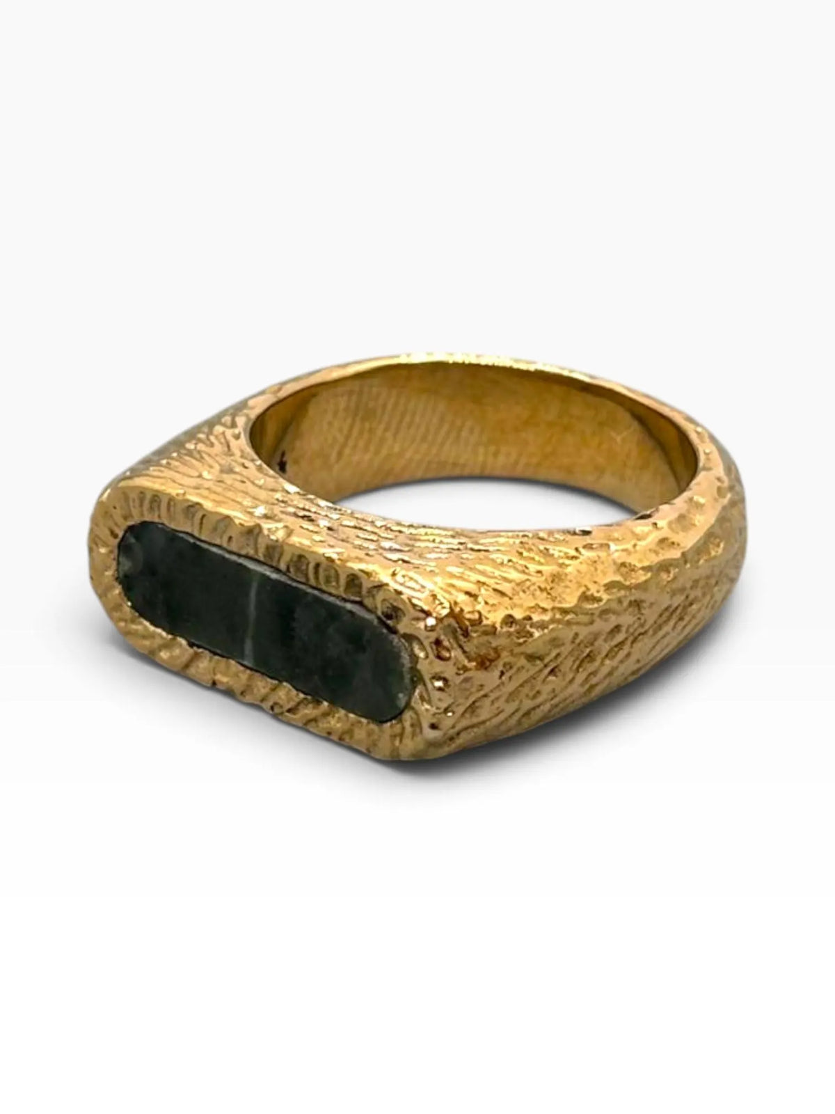 Anello Artigianale Magma in Bronzo e Argento 925 con Pietra Naturale